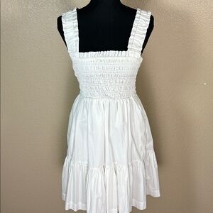 Abercrombie & Fitch White Smocked Sundress with Ruffled Straps Size Small Tall